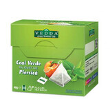 Ceai verde & piersica, 20 plicuri piramida, Vedda