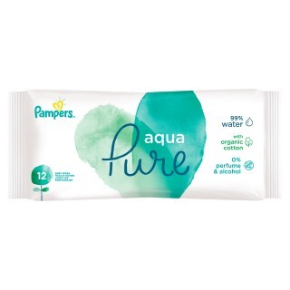 Șervețele umede Aqua Pure, 12 bucăți, Pampers