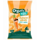 Snack Bio crocant cu naut, porumb si morcov Crunchy Waves, 3 ani+, 4 x 14 g, Organix Kids