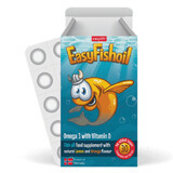 Easy fishoil Omega 3 si Vitamina D, 30 comprimate masticabile, EasyVit