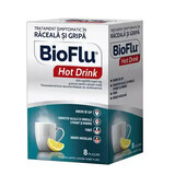 Bioflu Hot Drink, 500 mg/200 mg/4 mg granule pentru soluţie orală, 8 plicuri, Biofarm