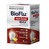 Bioflu Hot Drink Max, 1000 mg/200 mg/4 mg granule pentru suspensie orală, 8 plicuri, Biofarm