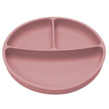 Compartmentalized silicone plate with suction cup, 6 months+, Old Rose, Appekids