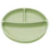 Compartmentalized silicone plate with suction cup, 6 months+, Raw Green, Appekids