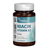 Vitamina B3 (niacina), 10 mg, 100 comprimate, Vitaking