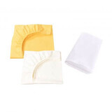 Set 2 cearceafuri pentru patut + Protectie impermeabila, 120x60 cm, Galben/Crem, Fic Baby