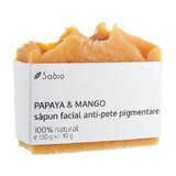 Săpun facial natural anti-pete pigmentare cu papaya și mango, 130 g, Sabio