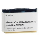 Săpun facial natural cu cărbune activ și minerale marine, 130 g, Sabio