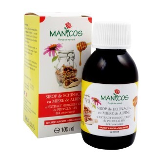 Sirop de echinacea cu miere si propolis, 100 ml, Manicos