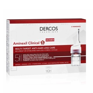 Tratament împotriva căderii părului pentru femei Dercos Aminexi Clinical 5, 21 fiole x 6 ml, Vichy