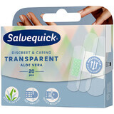 Salvequick Transparent Aloe Vera, tencuială transparentă pentru pansamente, impermeabilă, cu aloe vera, 20 bucăți