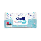 Kindii Pure Water 99%, șervețele umede pentru bebeluși și copii, 60 de bucăți