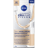 Nivea Hyaluron Cellular Filler 3in1, ser-primer, culoare naturală, 30 ml