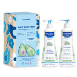 Set Mustela Soft Baby Care Soins doux, gel lavant, 500 ml + lait corporel, 500 ml