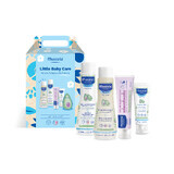 Mustela Little Baby Care set, gel de spălare, 200 ml + șampon, 200 ml + cremă de față, 40 ml + cremă de schimbat 1-2-3, 50 ml