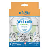 Dr Brown's Anti-colic Options+, sticlă anti-colică, cu gât larg, junglă, 2 x 150 ml