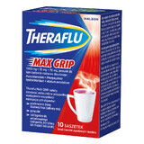 Theraflu Max Grip 1000 mg + 70 mg + 10 mg, pulbere pentru soluție orală, aromă de fructe de pădure și mentol, 10 pliculețe 