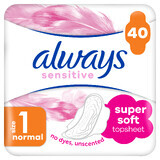 Always Sensitive, assorbenti igienici con ali, taglia 1, normali, 40 pz.