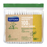 Septona Ecolife, bețișoare de bumbac biodegradabile, 100 bucăți