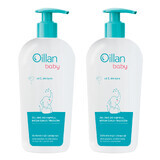 Set Oillan Baby, gel de baie, corp și păr 3în1, din prima zi de viață, 2 x 750 ml