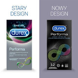 Durex Performa, prezervative cu lubrifiant pentru prelungirea actului sexual, 12 bucăți