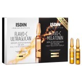 Isdin Day & Night Fiole ser antioxidant ultraglican si melatonina , 10 fiole + 10 fiole