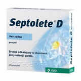 Septolete D 1 mg, fără zahăr, 30 pastile tari