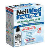 Sinus Rinse Kit, set de irigare a sinusurilor pentru adulți, sticlă de 240 ml + 60 de pliculețe