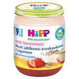 HiPP Moje Śniadanko Bio, muesli de mere și căpșuni cu iaurt, după 9 luni, 160 g