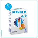 Fervex D 500 mg + 200 mg + 25 mg, granulat pentru soluție orală, 8 plicuri