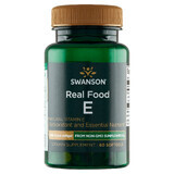 Swanson Real Food E, vitamina E naturală 400 UI, 60 capsule