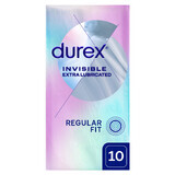 Durex Invisible, prezervative extra umezite, super subțiri, 10 bucăți