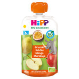 HiPP HiPPiS Bio mousse de fructe, pere, mere, mango și fructul pasiunii, după 6 luni, 100 g