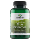 Swanson Full Spectrum True Cinnamon, scorțișoară Ceylon, 120 capsule