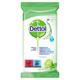 Dettol, șervețele antibacteriene și de combatere a drojdiei pentru curățarea și dezinfectarea suprafețelor, var și mentă, 36 bucăți