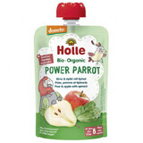 Holle, Mousse de fructe și legume într-un tub, Power Parrot, pere, mere, spanac, de la 6 luni, 100 g