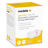 Medela, tampoane de sân de unică folosință, super-subțiri, Safe &amp; Dry, 30 bucăți