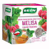 Belin Melissa cu zmeură și căpșuni, ceai de plante și fructe, aromat, 2 g x 20 pliculețe