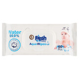 Aqua Wipes Fresh Baby, șervețele umezite cu apă, bumbac, 60 bucăți