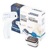 Kit Novama 4Head, termometru infraroșu fără contact + Pulmoxi, puls oximetru