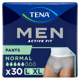 Tena Men Active Fit Pants, calzoncillos absorbentes para hombre, talla L/XL, 95-130 cm, Normal, 30 unidades