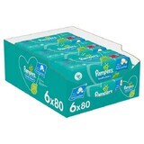 Pampers Fresh Clean, șervețele umede, 6 x 80 buc