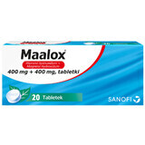 Maalox 400 mg + 400 mg, 20 comprimate