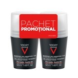 Pachet Deodorant roll-on antiperspirant control extrem pentru bărbați 72h, 50 ml + 50 ml, Vichy Homme