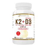 Progress Labs Vitamina K2 MK-7 din natto 200 μg + D3 4000 UI 100 μg în ulei MCT, 60 capsule moi