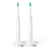 Philips Sonicare 3100 Series, periuță de dinți sonică, HX3675/13, alb, 2 bucăți