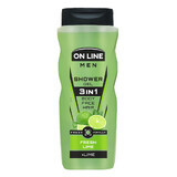 On Line Men, gel de duș pentru bărbați 3in1, Fresh Lime, 410 ml