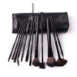 Set de 12 pinceles, Maquillaje, Negro, bolsa de almacenamiento