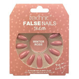 Set 24 Unghii False, Technic, False Nails, Squareletto, Winter Rose, Adeziv inclus