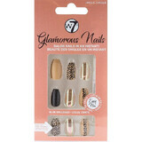 Set 24 unghii false, W7, Glamorous Nails, Jingle Jungle, Adeziv inclus